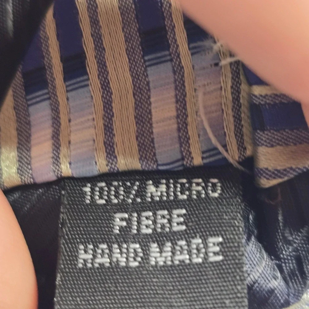 Corsicano Mens Blue Silver Striped Microfiber‎ Handmade Necktie Classic Tie